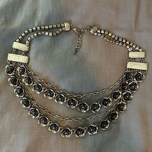 Silver Floral Collar Necklace